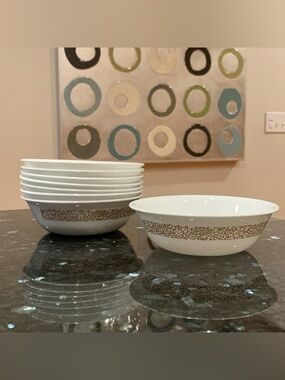 Vintage Corning Corelle Woodland Brown Cereal Soup Bowls Matching Set Of 8 EUC